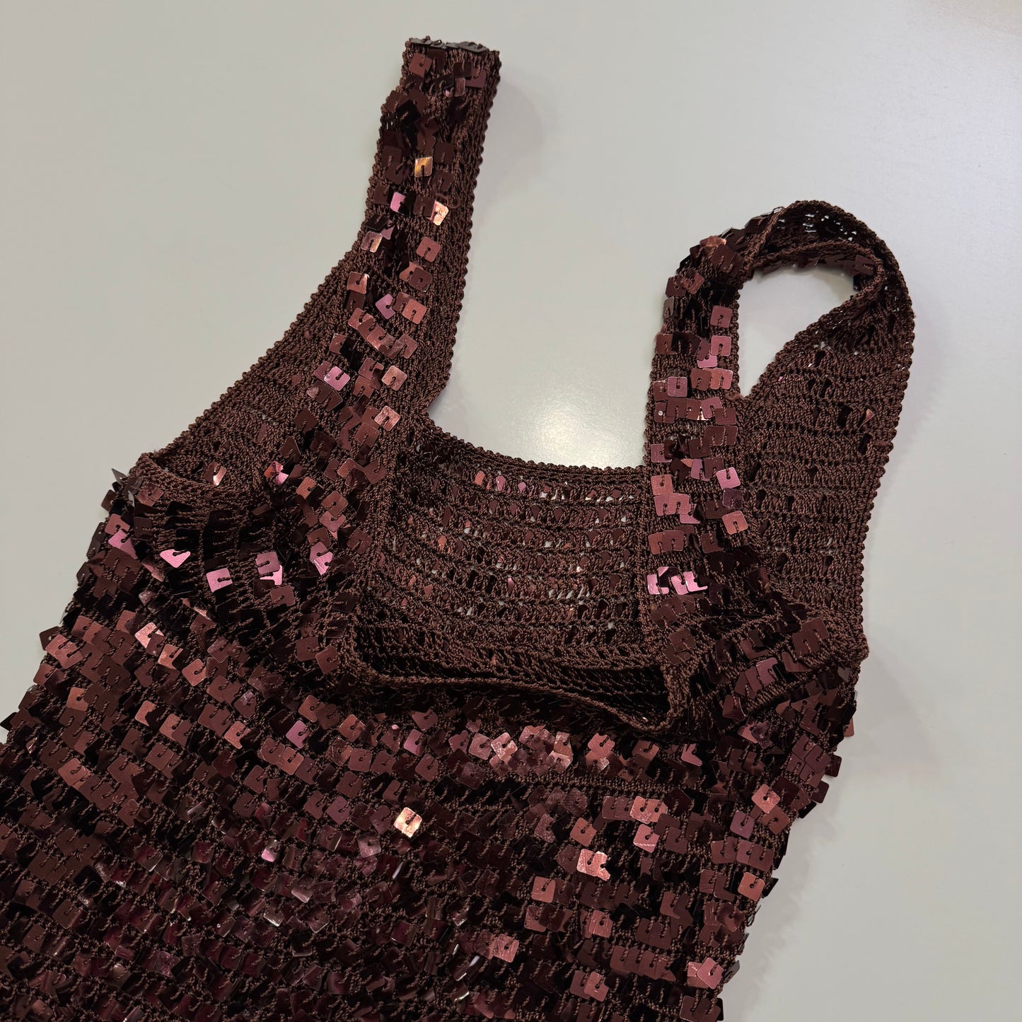 Brown Sequin Tank Top