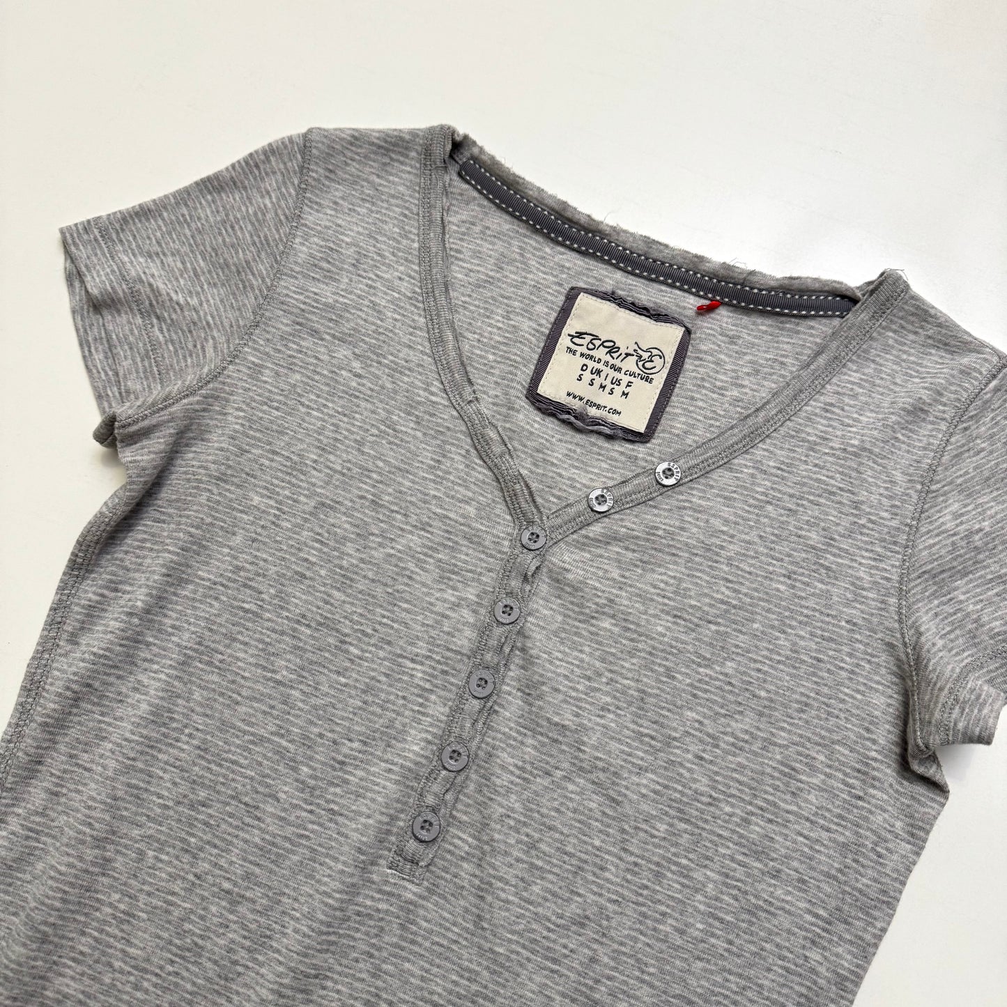 Grey Striped Henley Top