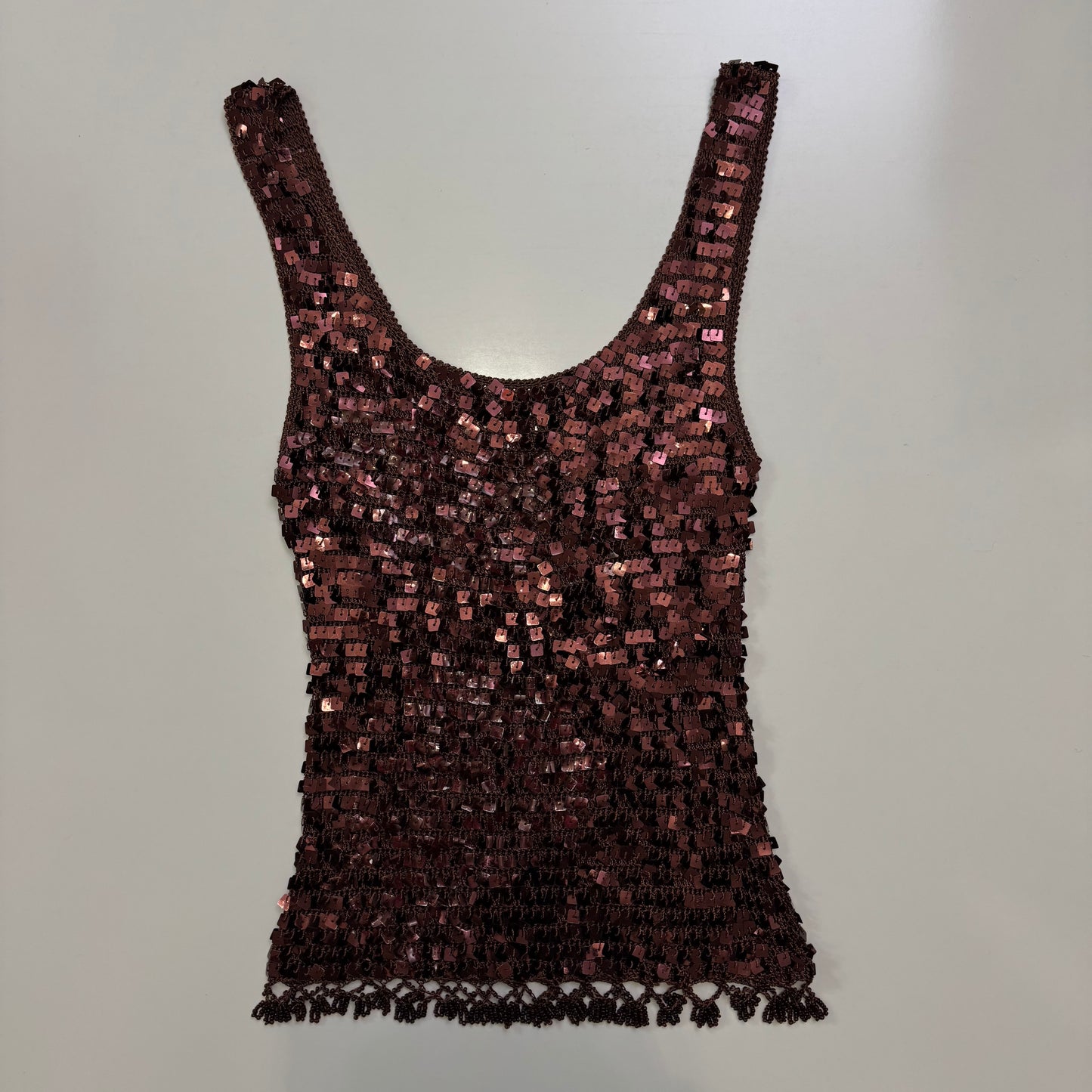Brown Sequin Tank Top