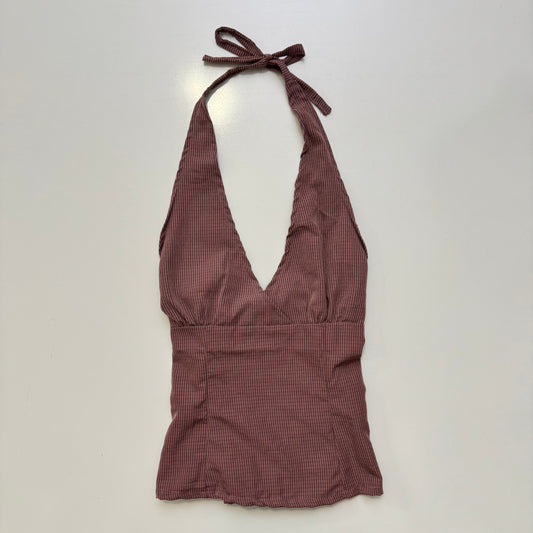 Plaid Babydoll Halter Top