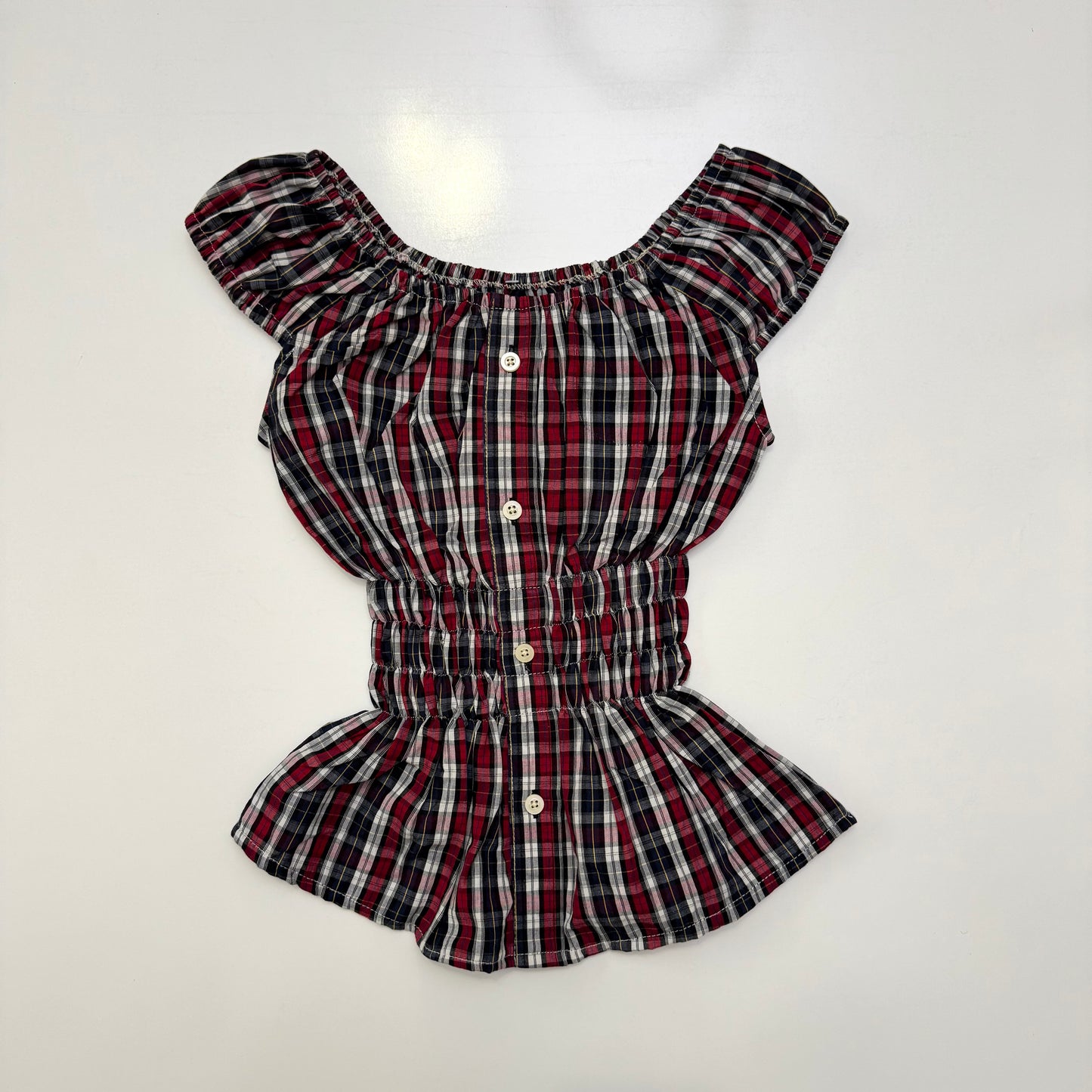 Plaid Milkmaid Top