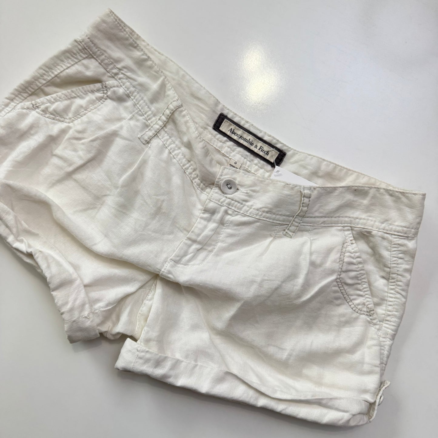 Abercrombie White Linen Shorts