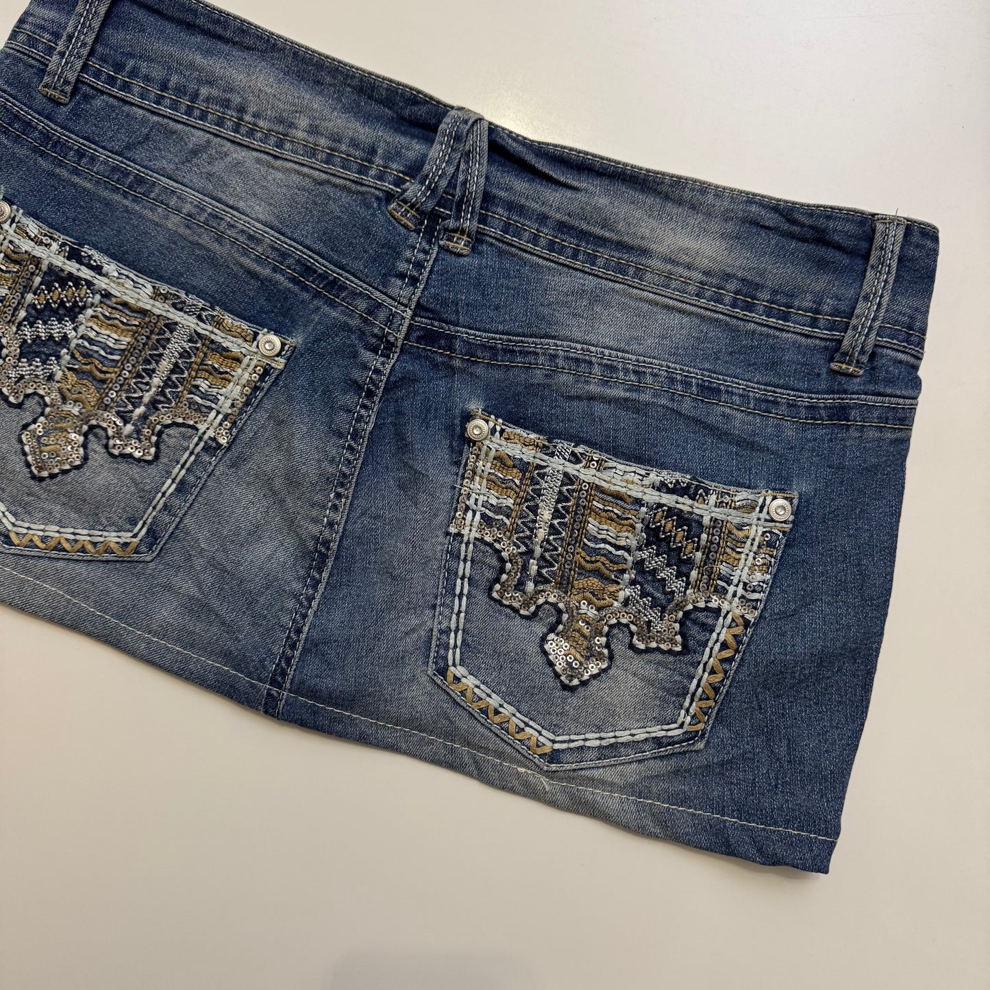 Embroidered Denim Mini