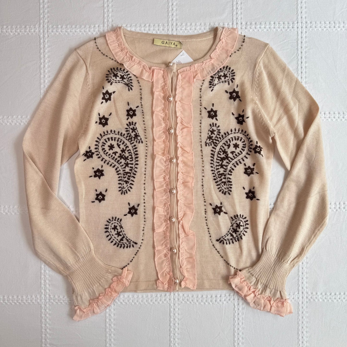 Pink Embroidered Cardigan
