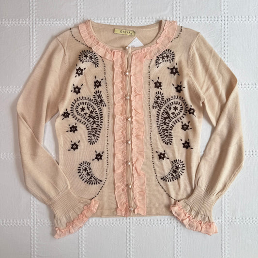 Pink Embroidered Cardigan