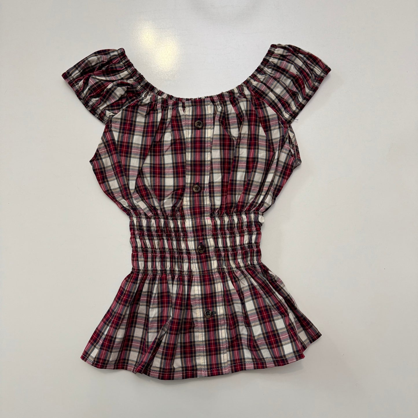 Plaid Milkmaid Blouse