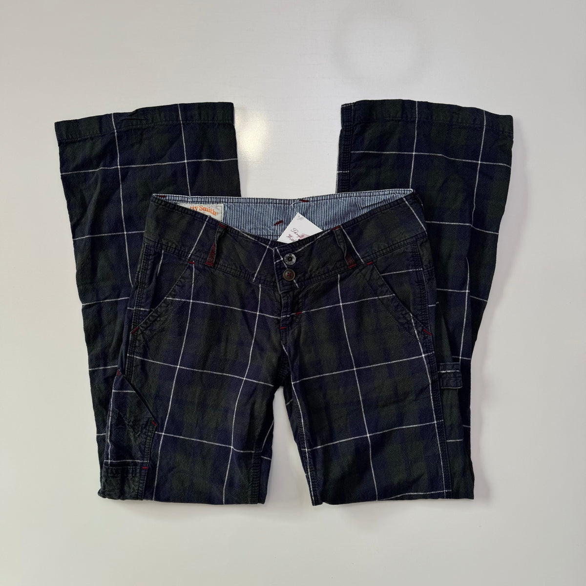 Low Rise Flare Plaid Pants