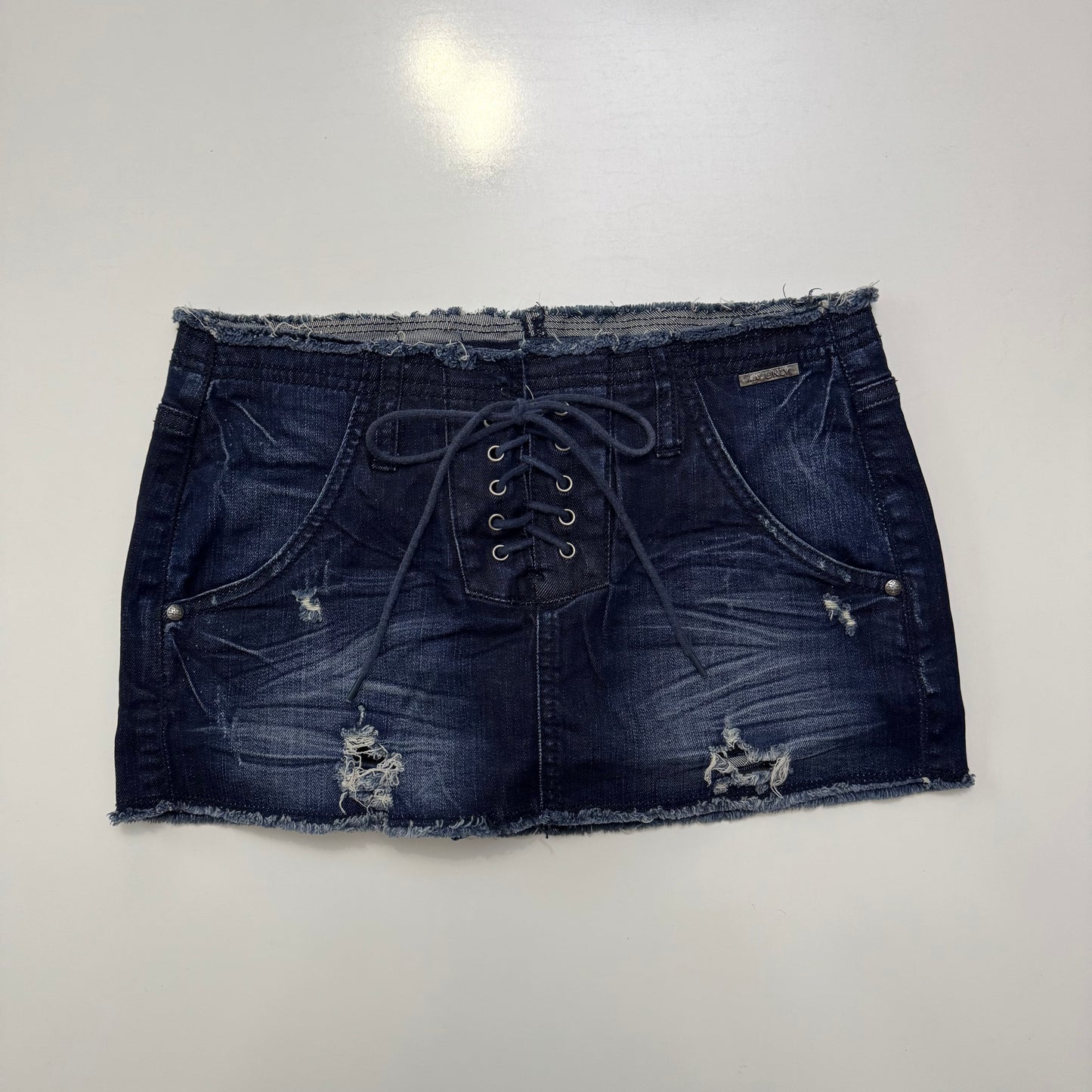 Lace Up Denim Mini