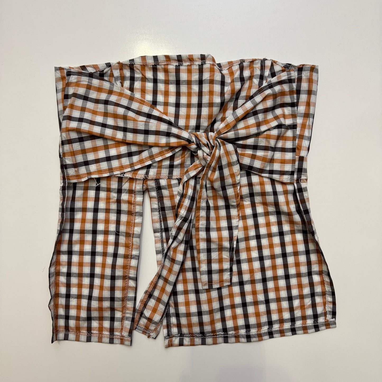 Plaid Strapless Tie Back Top