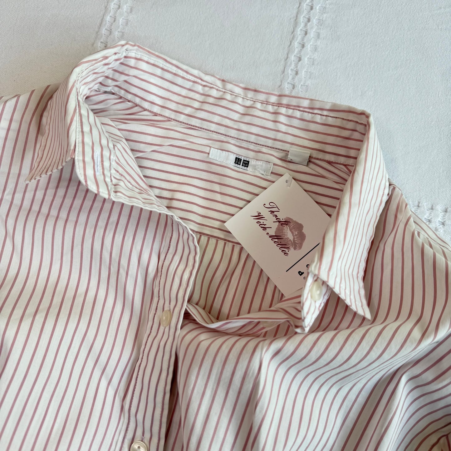 Pinstripe Cinched Button Up Blouse