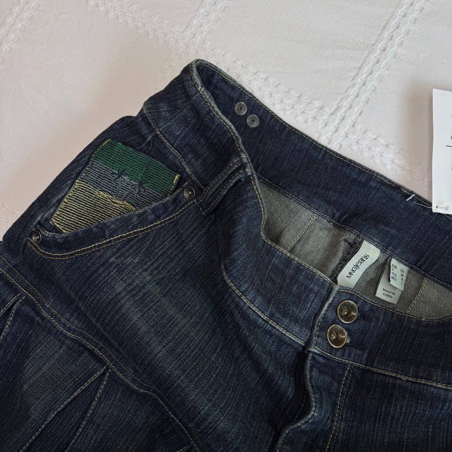 Low Rise Denim Pleat Mini Skirt