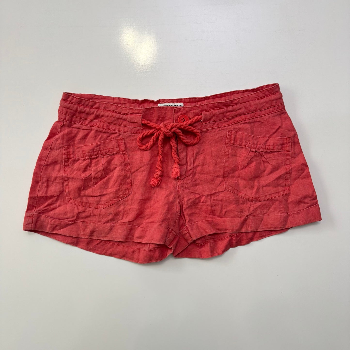 Red Linen Mini Shorts