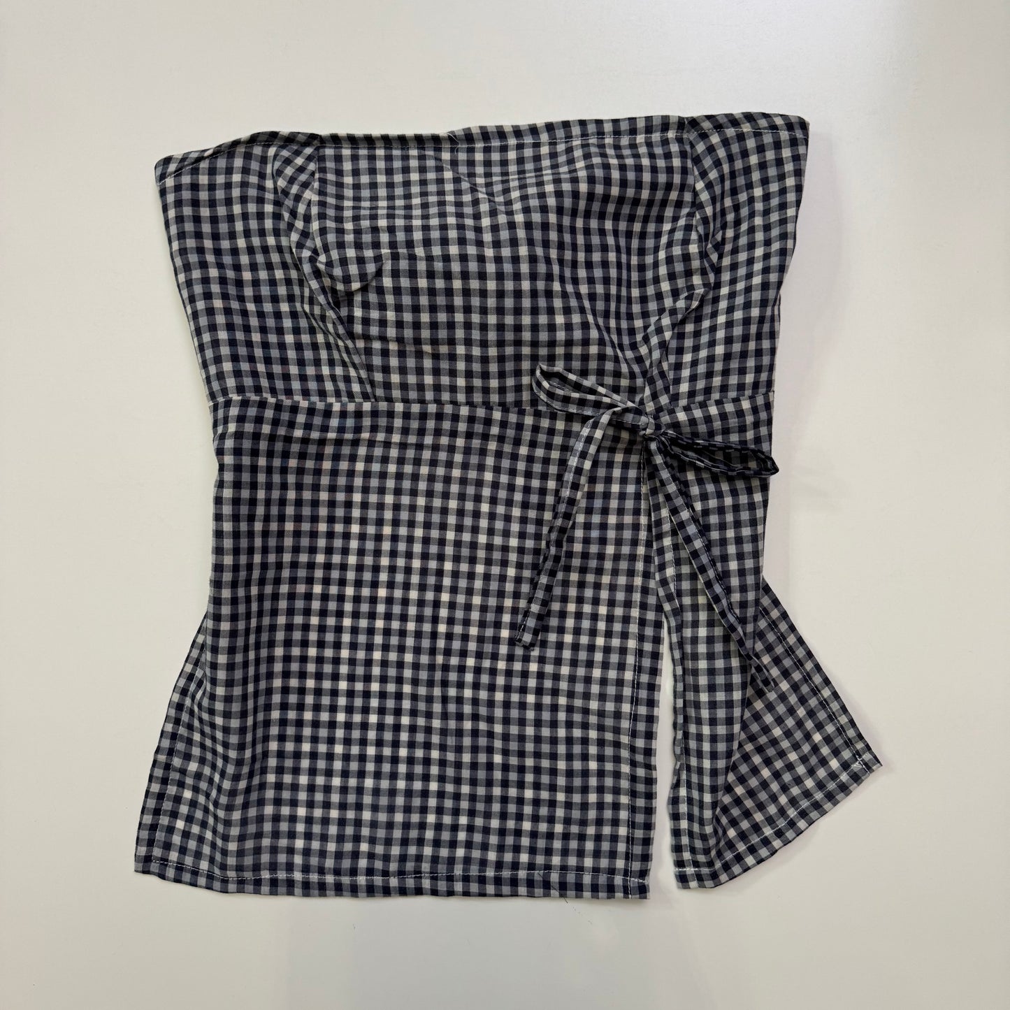 Gingham Strapless Tie Back Top