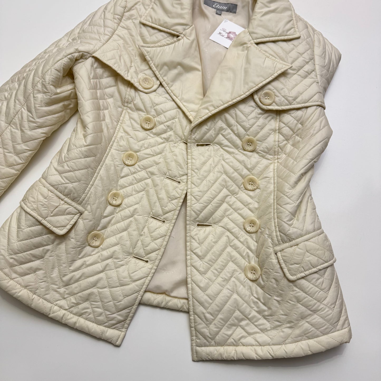 Cream Peacoat Puffer Jacket