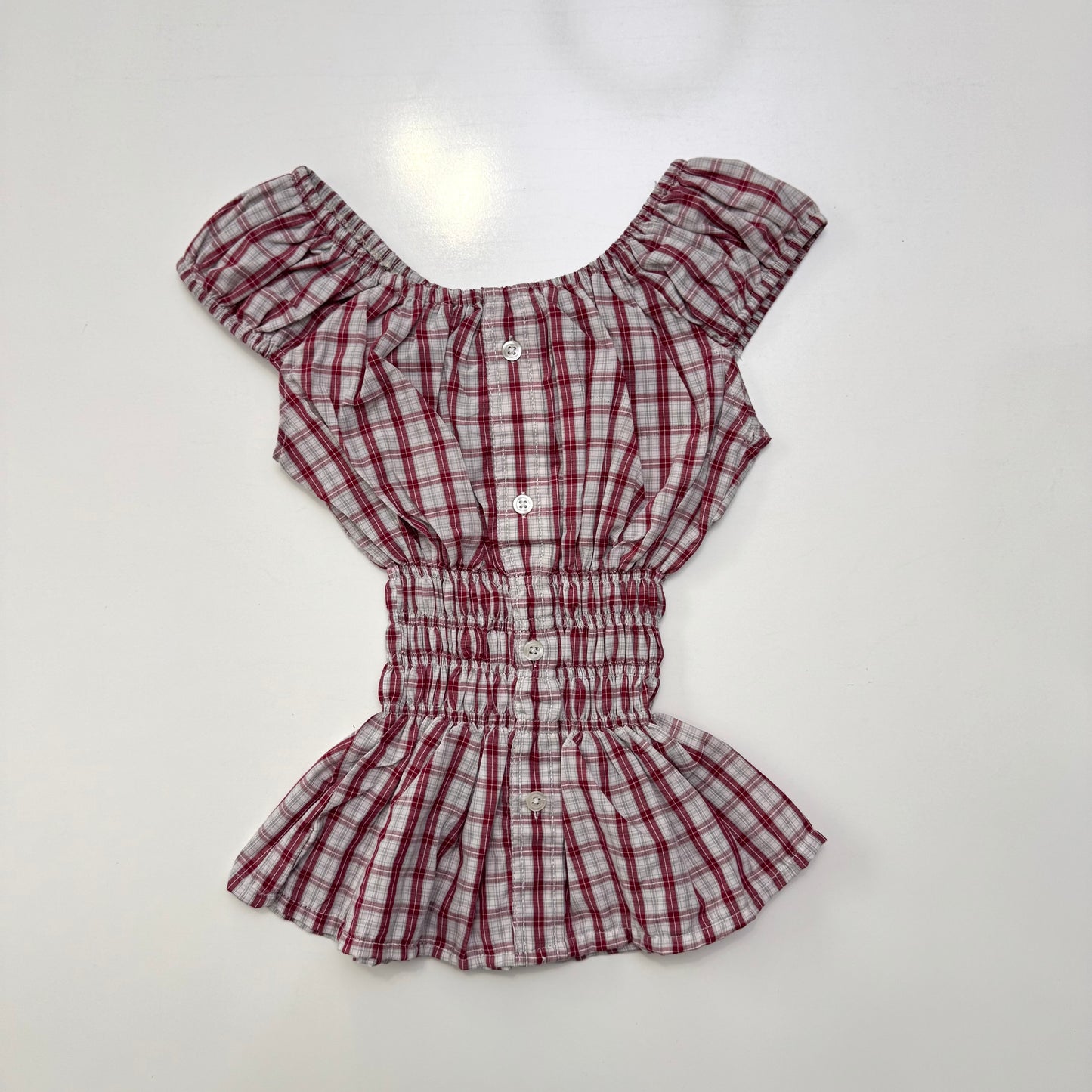 Plaid Milkmaid Top