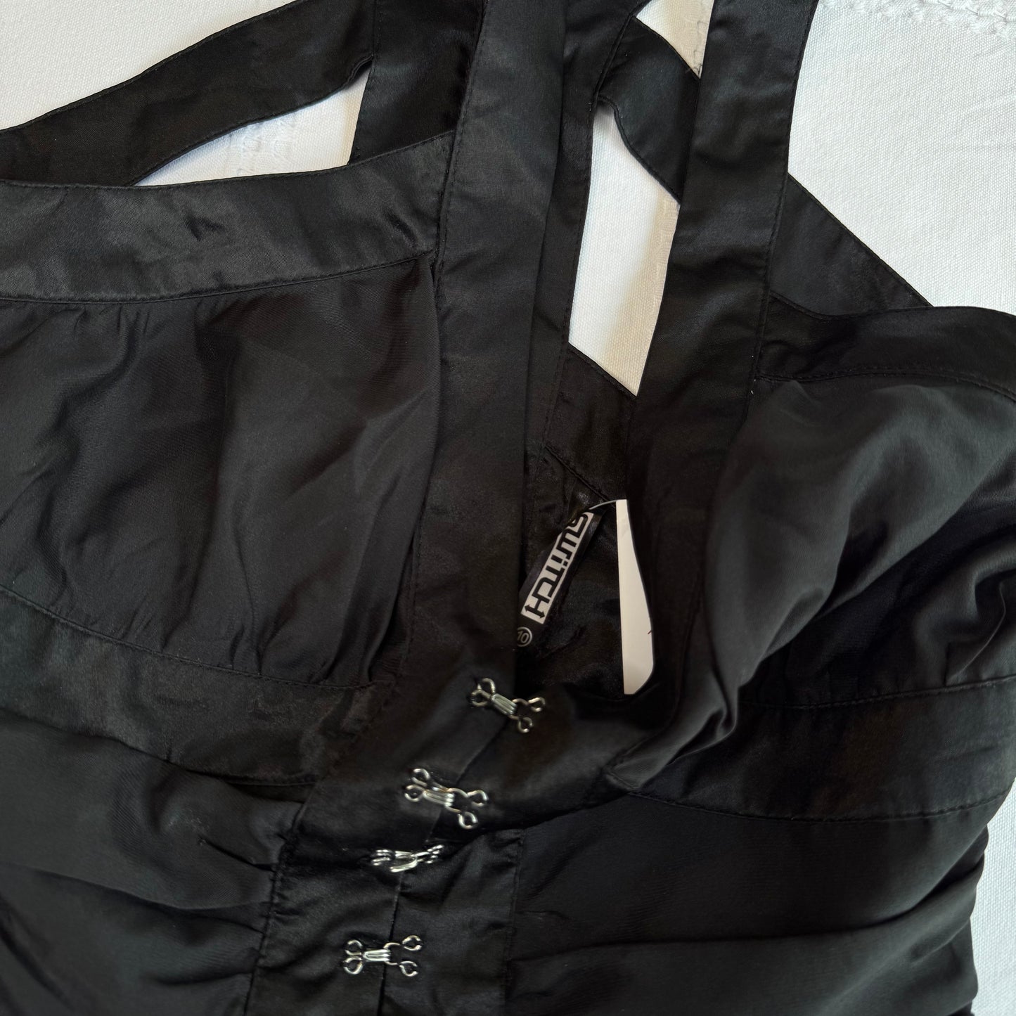 Black Ruched Hook & Eye Top