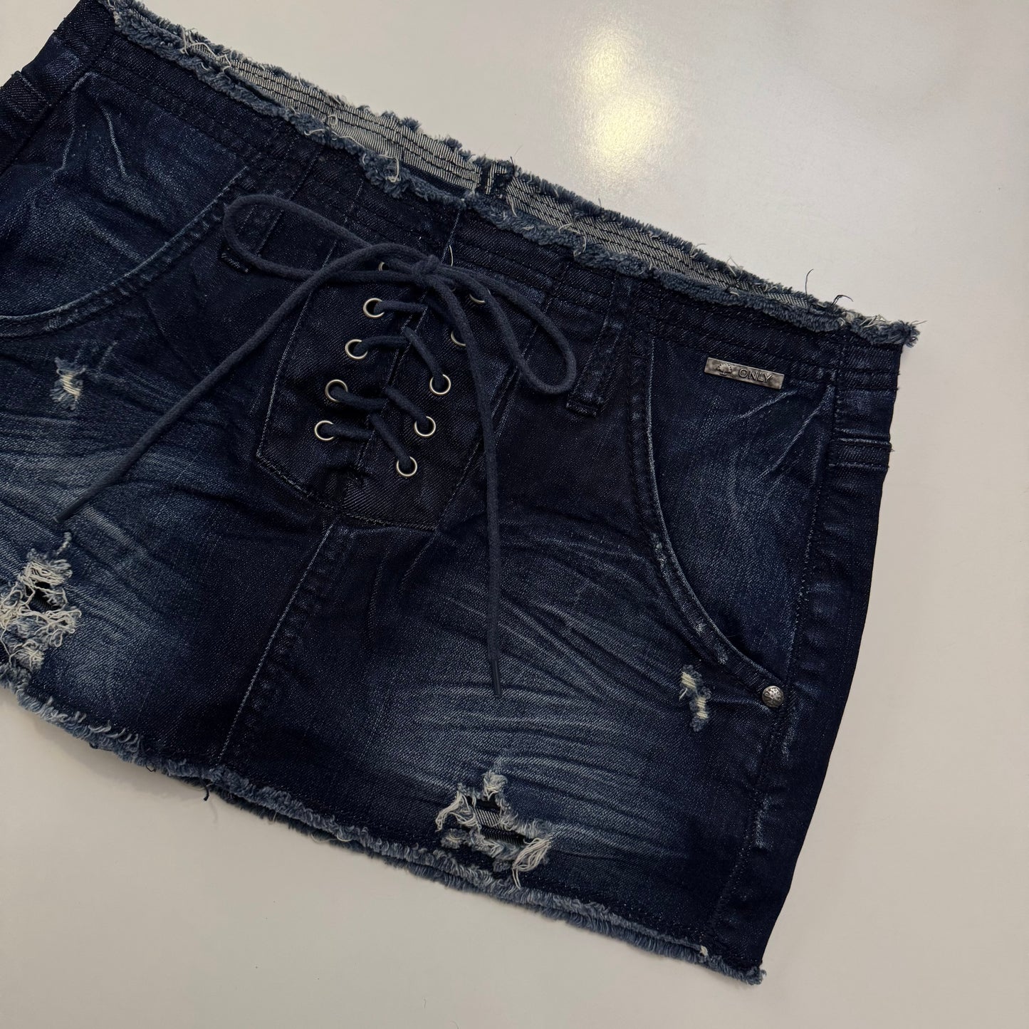 Lace Up Denim Mini