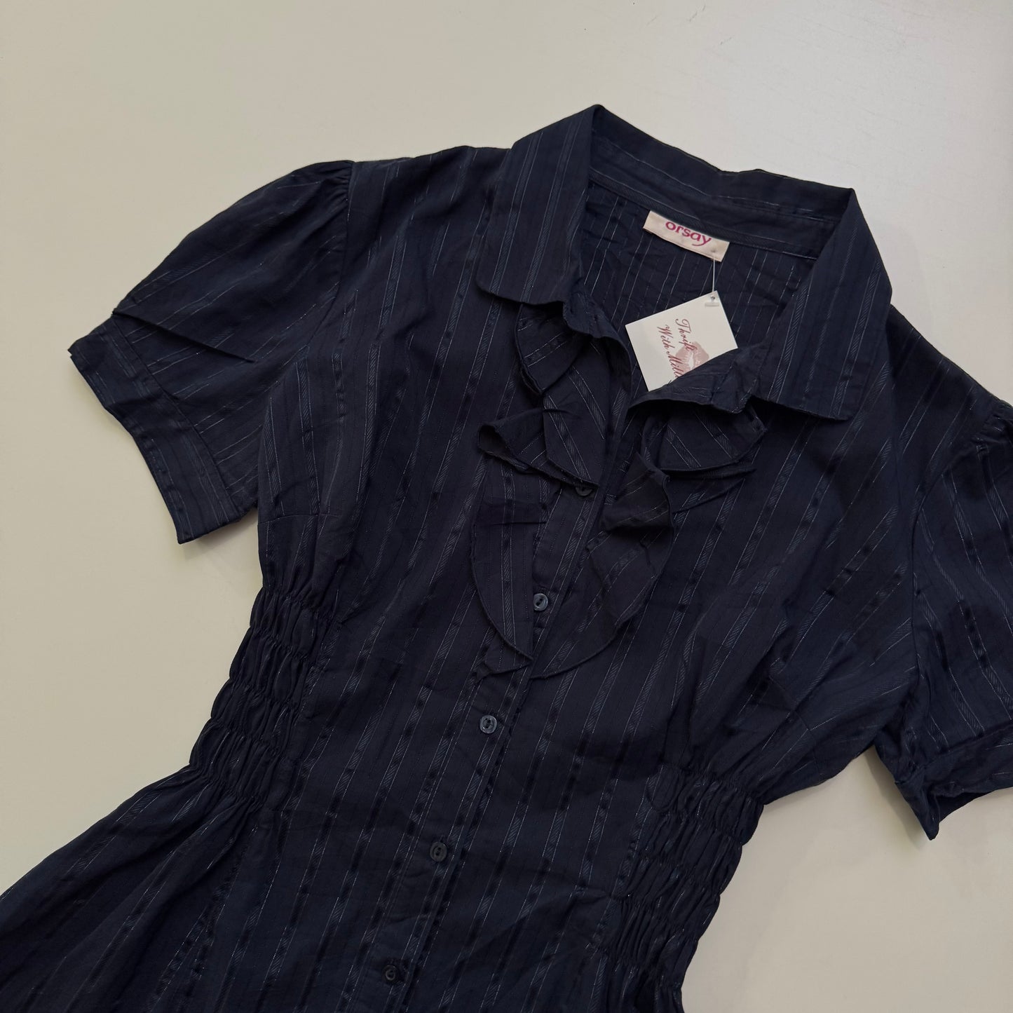 Navy Cinched Blouse
