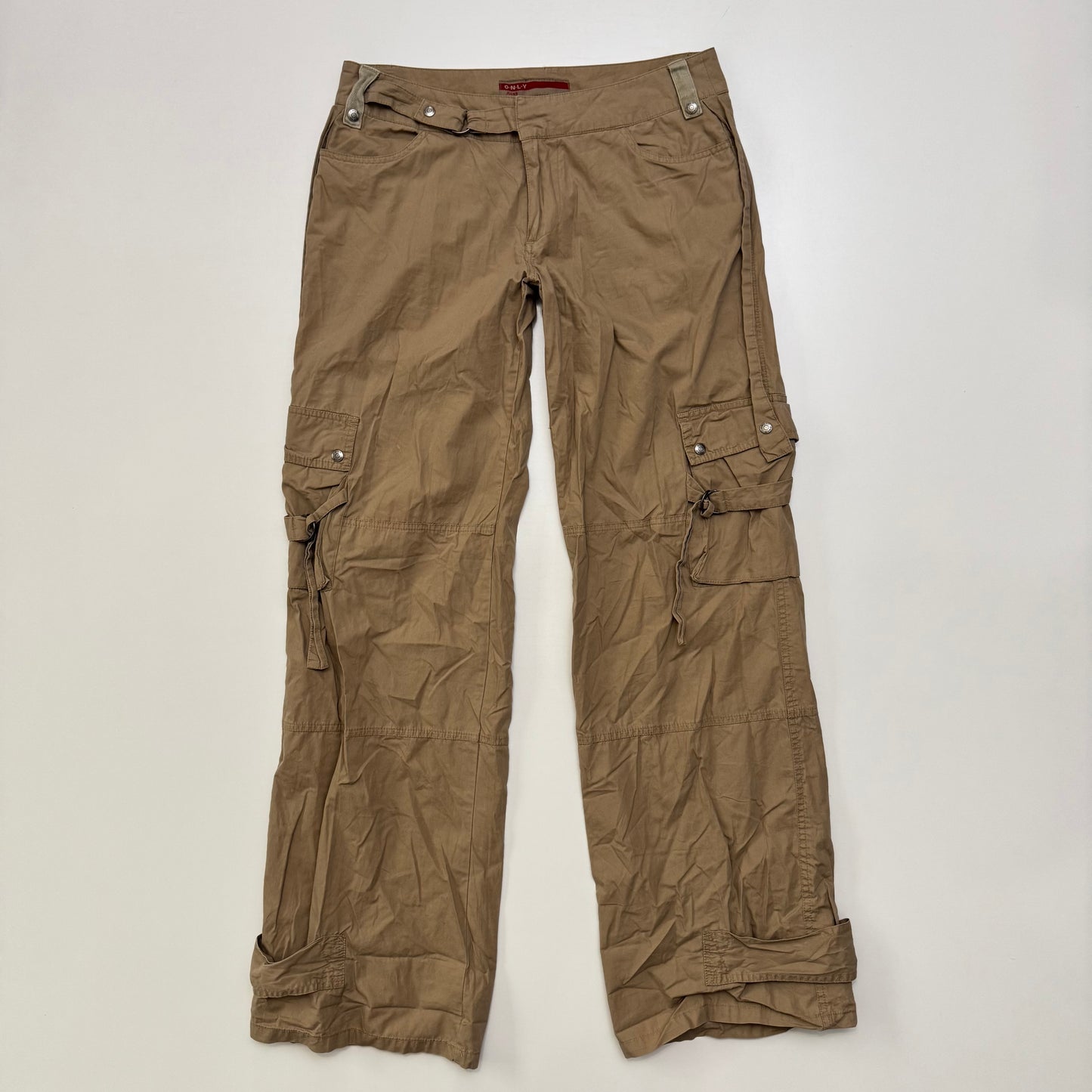 Tan Cargo Flare Pants