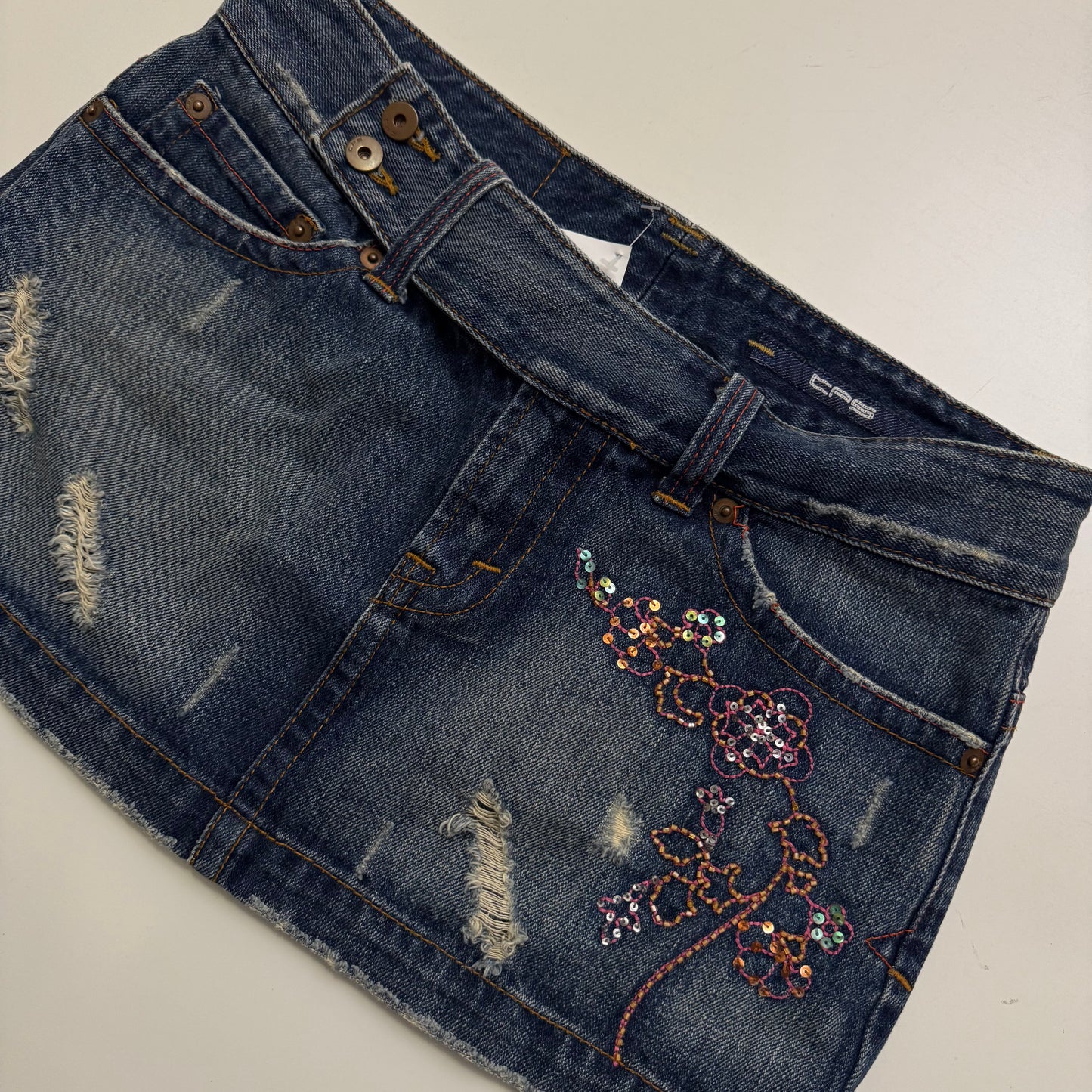 Embroidered Denim Mini