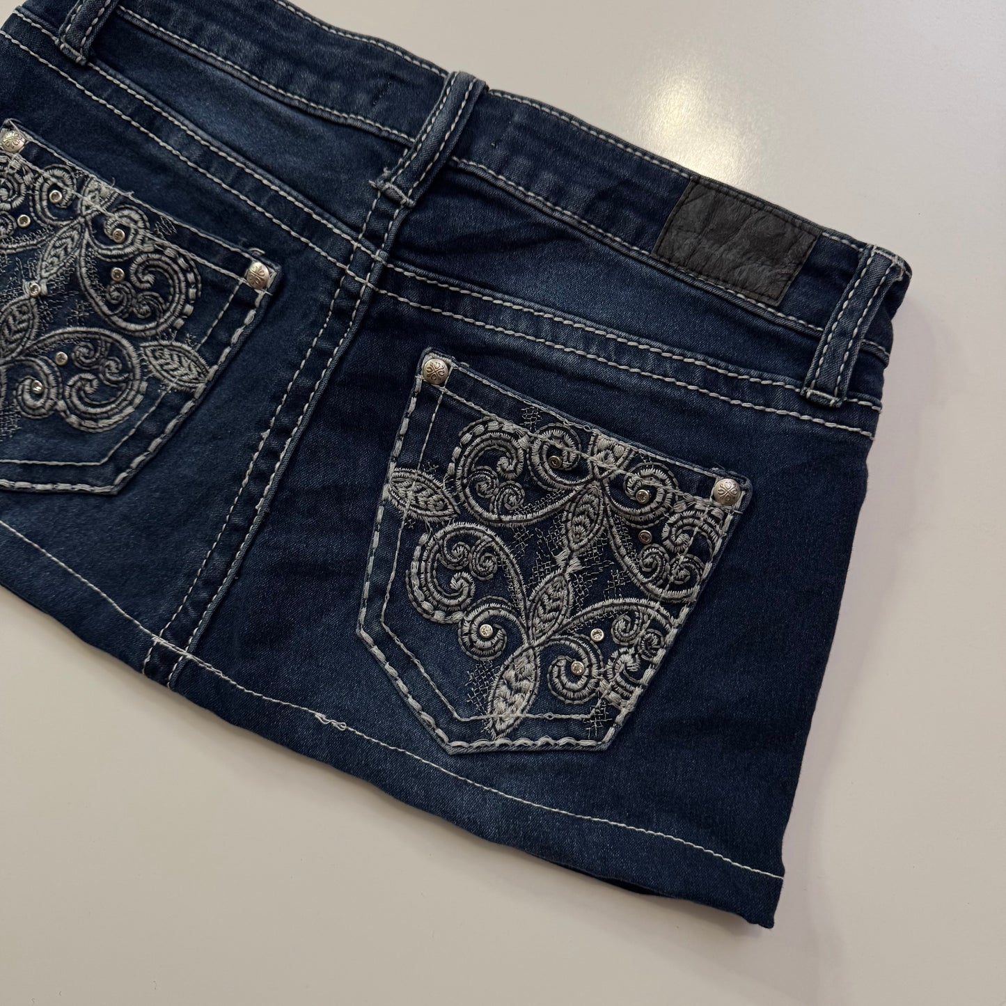 Embroidered Denim Mini