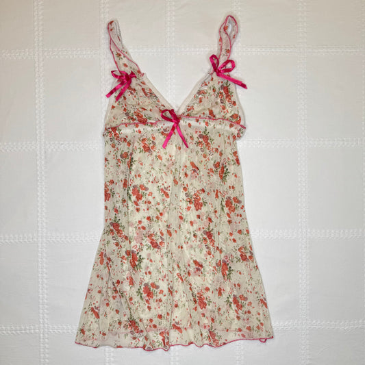 Floral Mesh Babydoll Dress