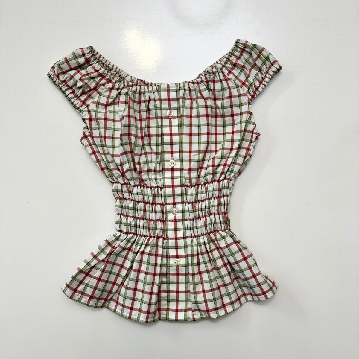 Plaid Milkmaid Blouse