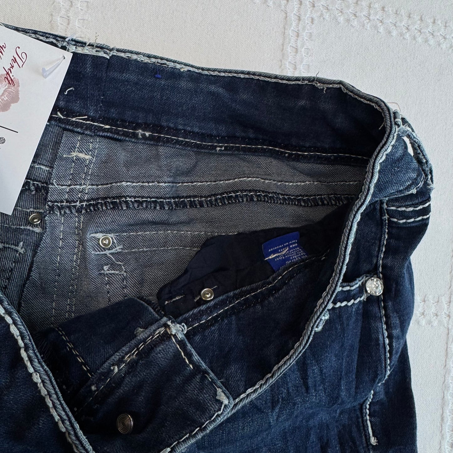 Cross Embroidered Denim Mini