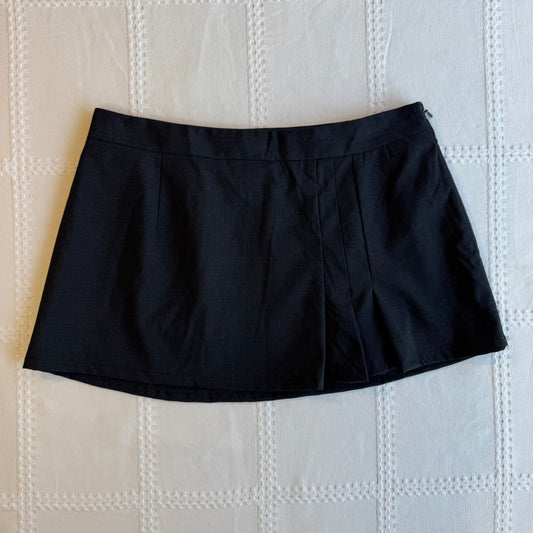 Navy Pleat Mini Skirt