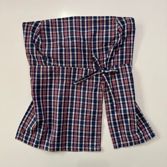 Plaid Strapless Tie Back Top