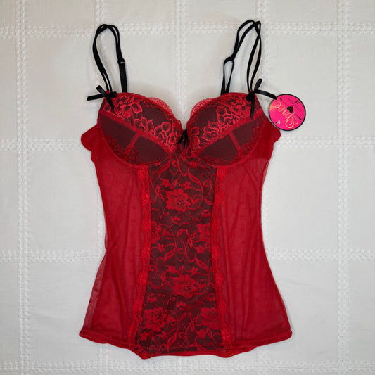 Red Lace Corset Top