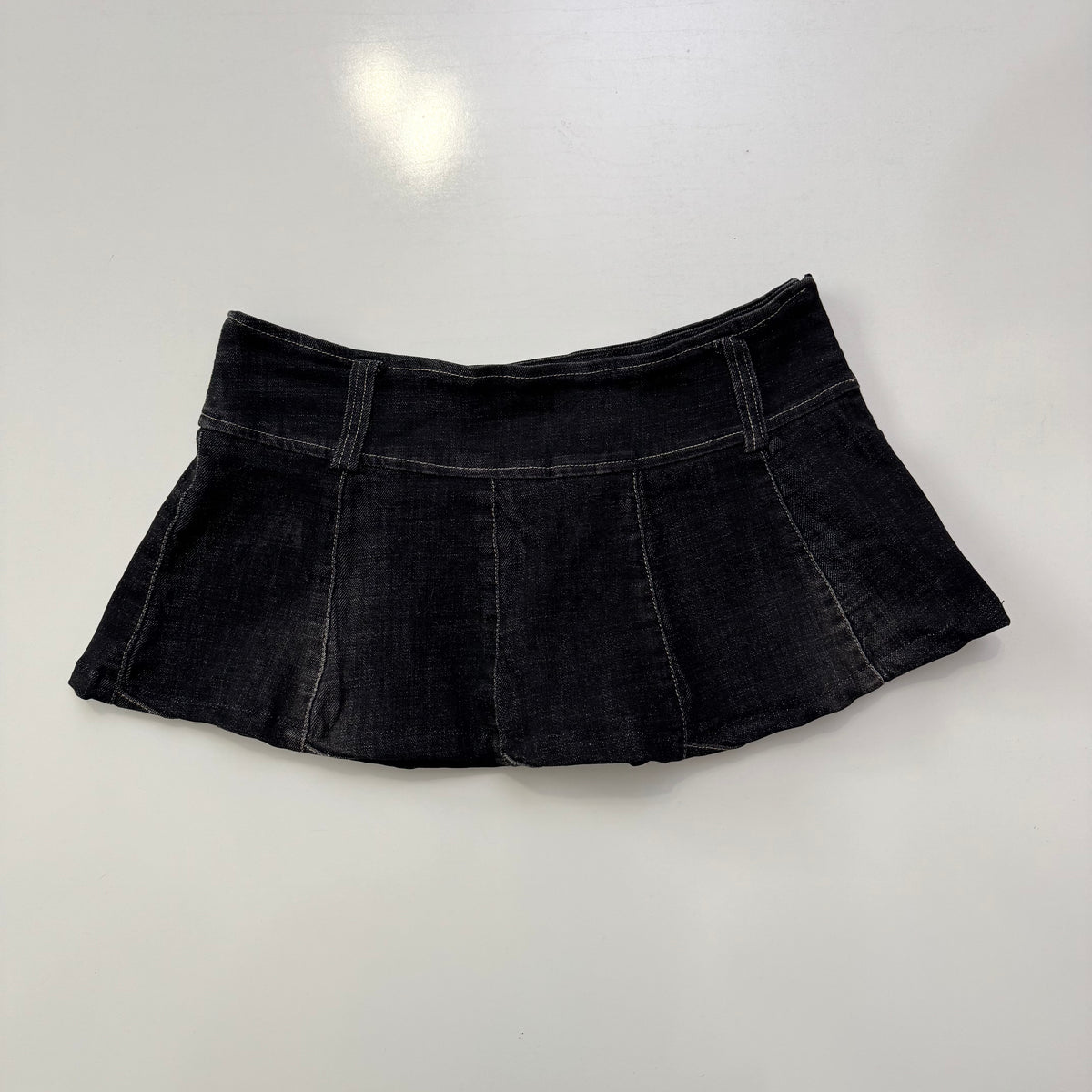 Denim Pleated Micro Mini