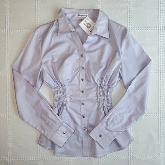 Purple Cinched Button Up Blouse