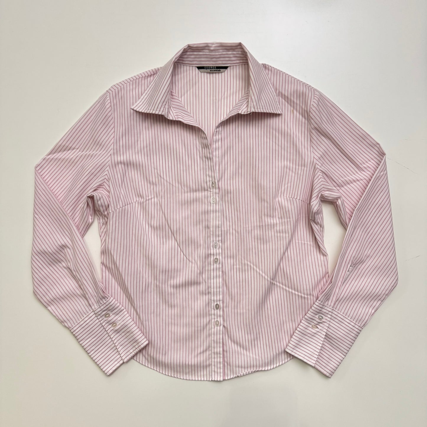 White + Pink Striped Blouse
