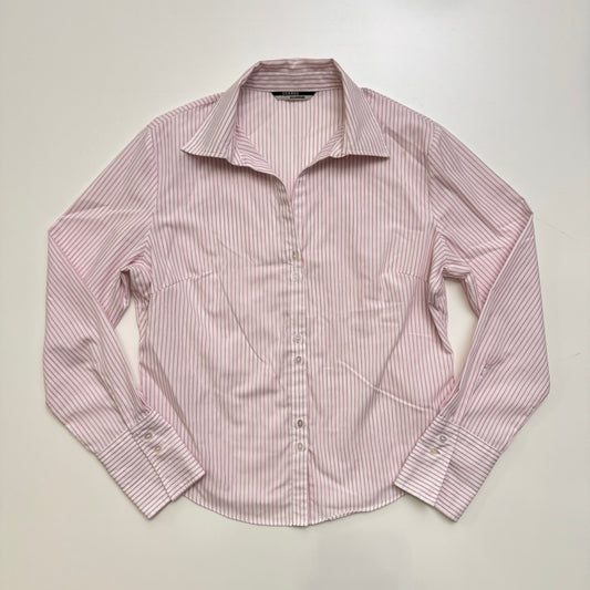 White + Pink Striped Blouse