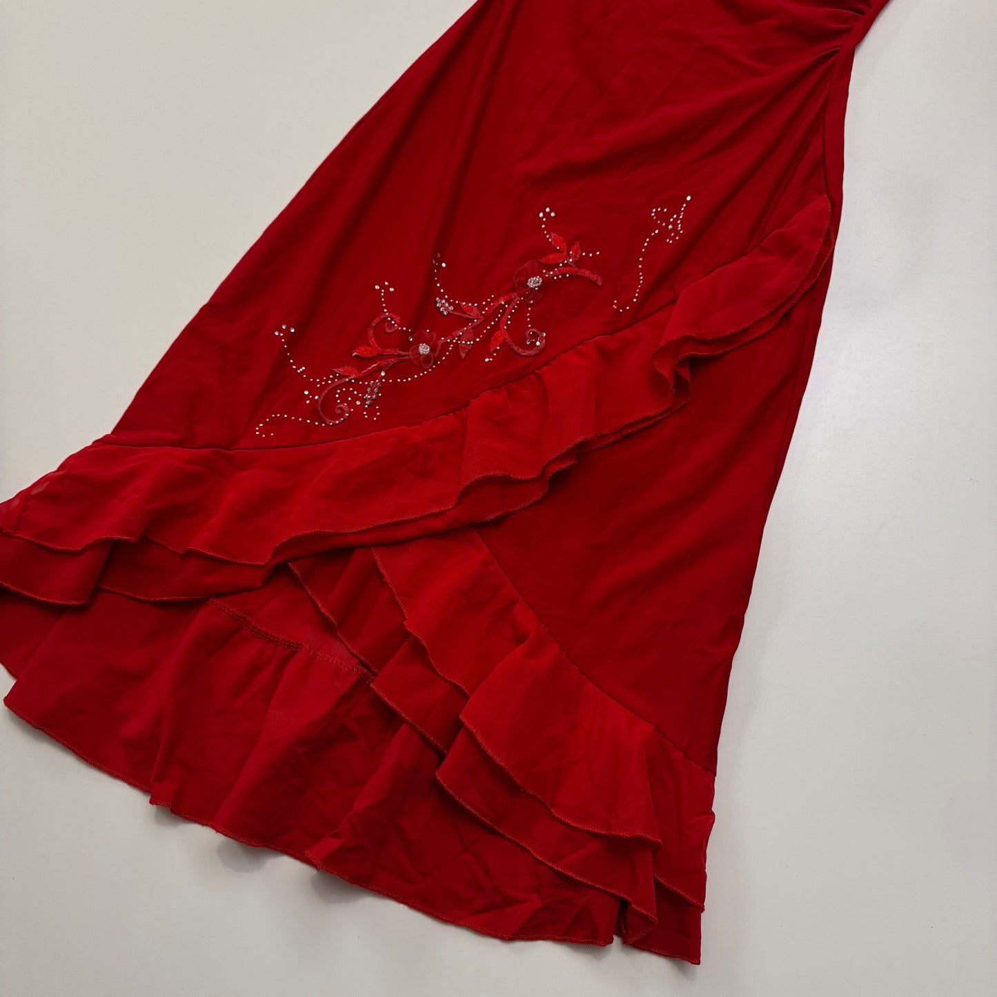 Red Strapless Midi Dress