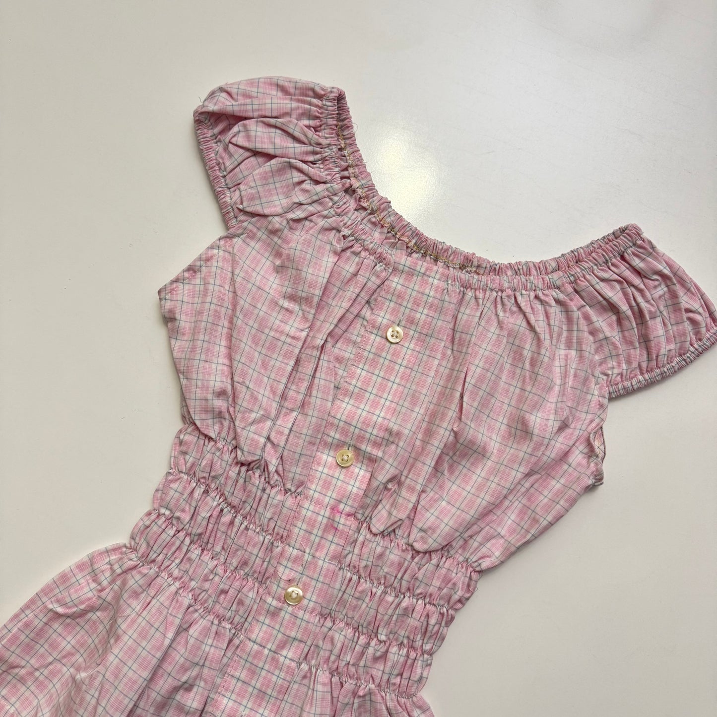 Pink Plaid Milkmaid Top