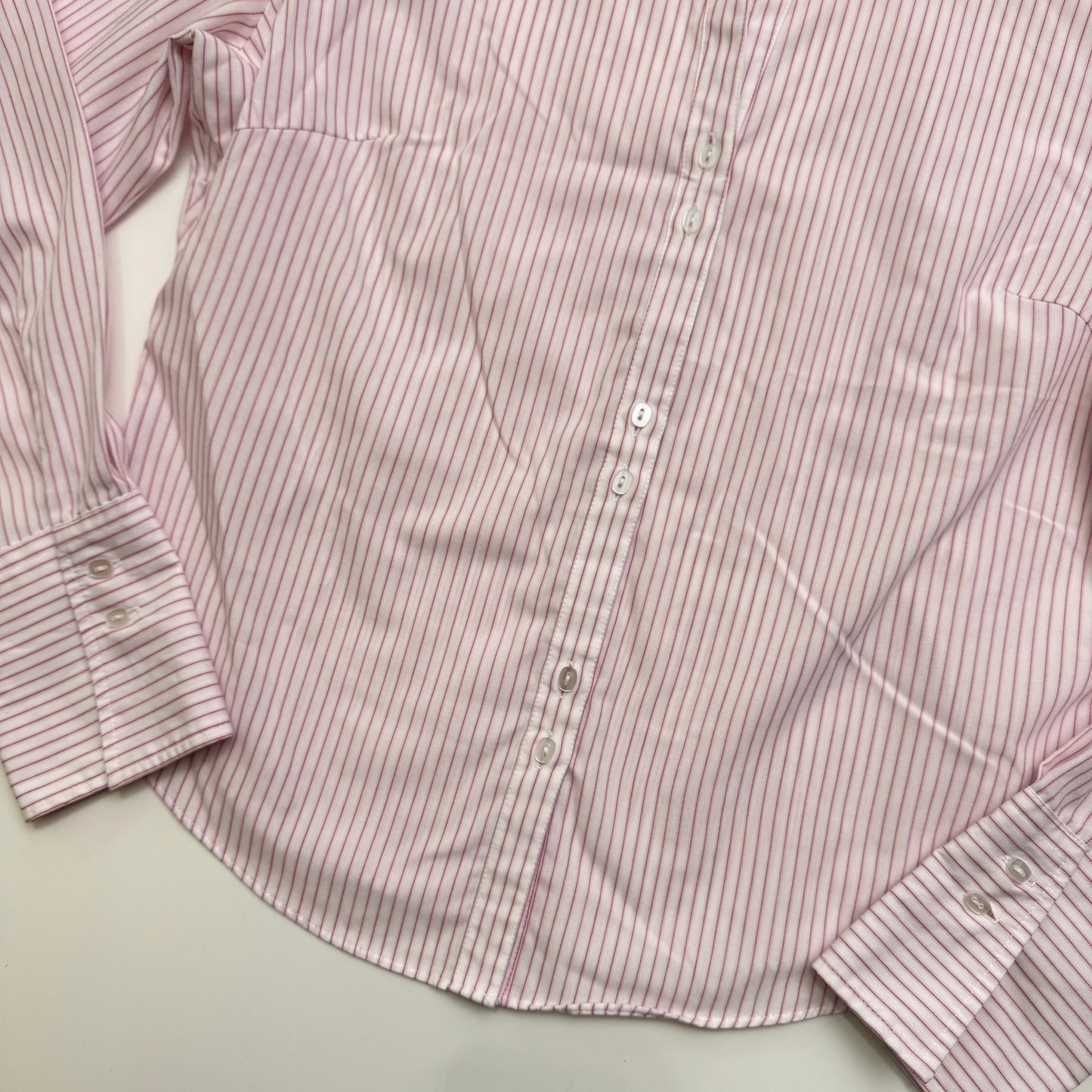 White + Pink Striped Blouse