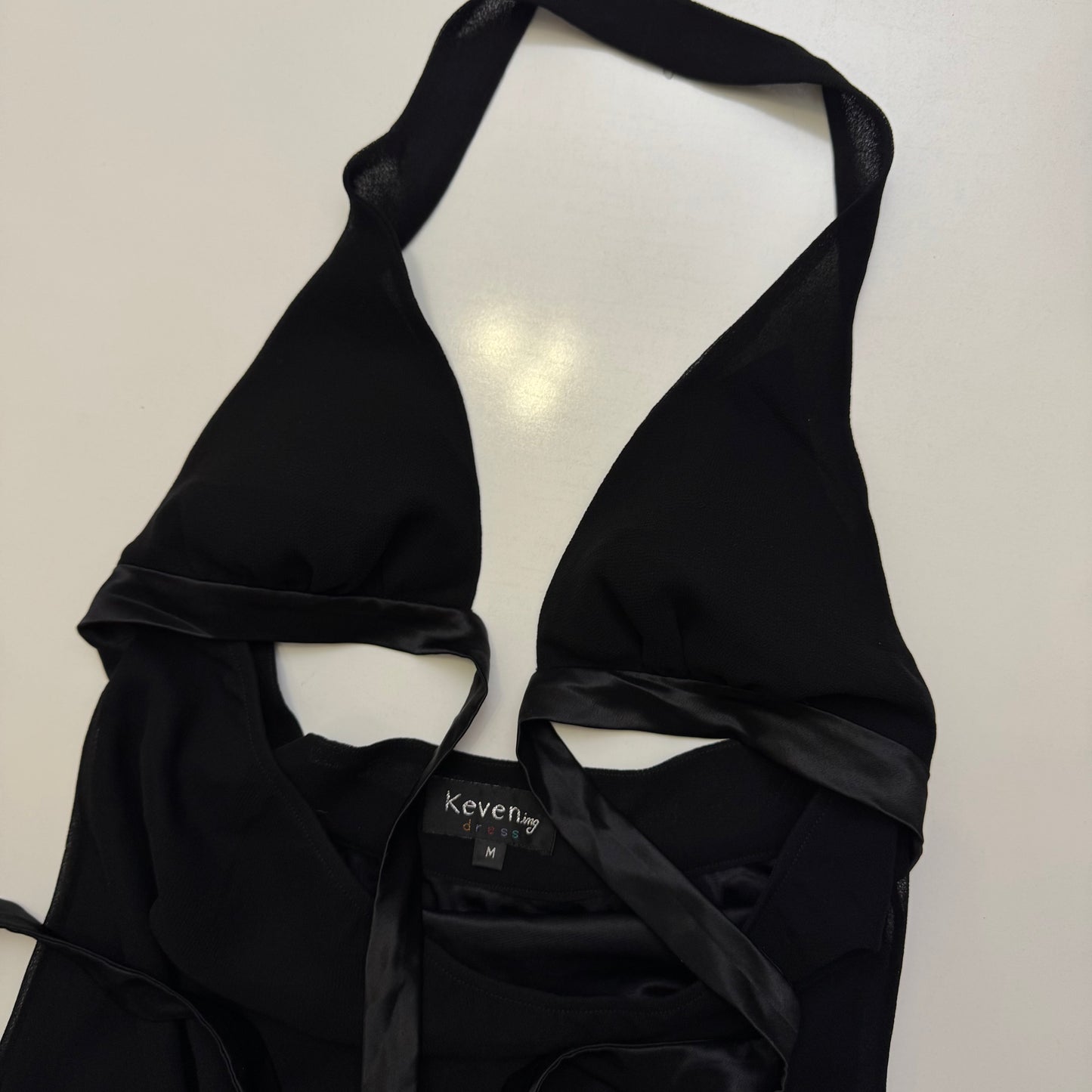 Black Halter Babydoll Midi Dress