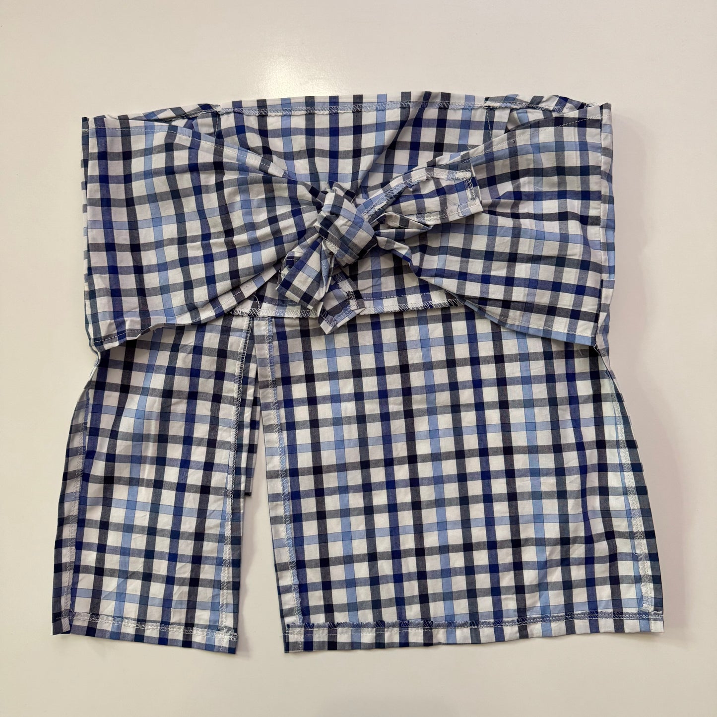 Plaid Babydoll Tie Back Top
