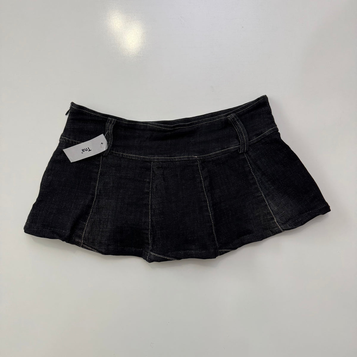 Denim Pleated Micro Mini