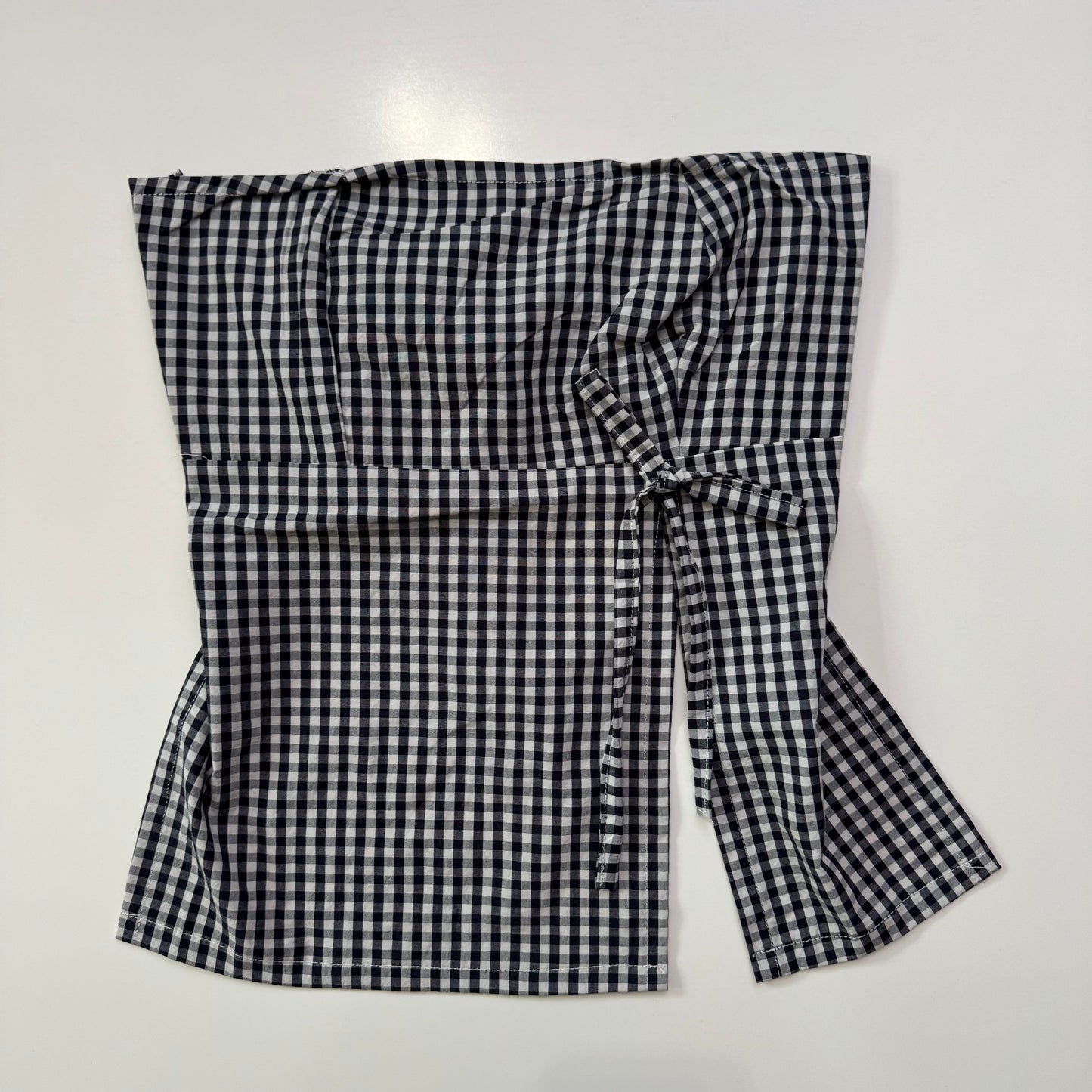 Strapless Gingham Tie Back Top