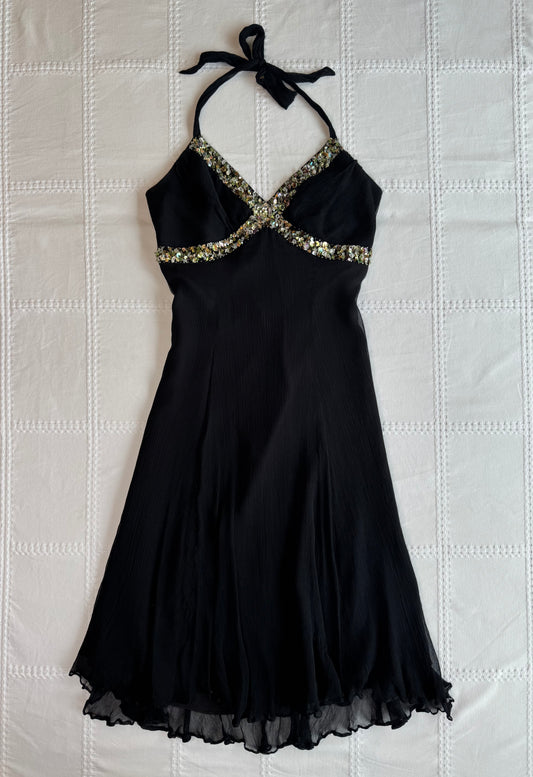 Silk Babydoll Halter Midi Dress