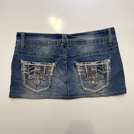 Embroidered Denim Mini