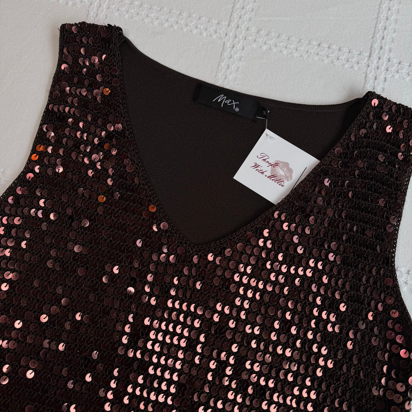 Brown Sequin Tank Top