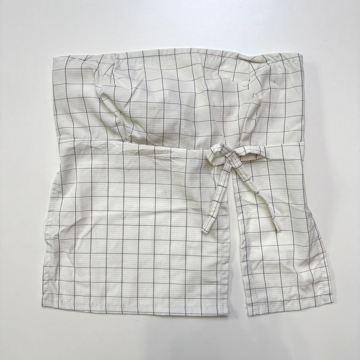 White Plaid Tie Back Top