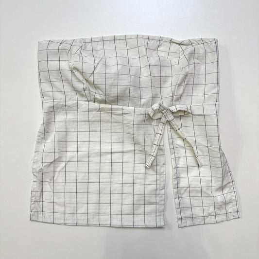 White Plaid Tie Back Top