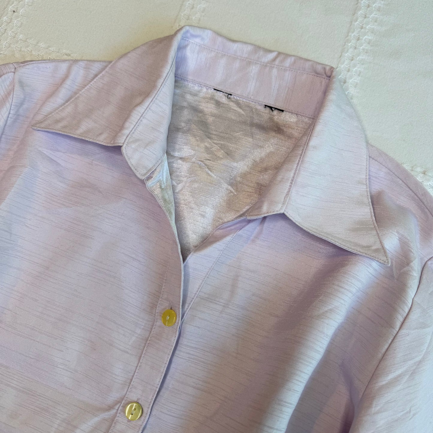 Purple Cinched Waist Button Up Blouse