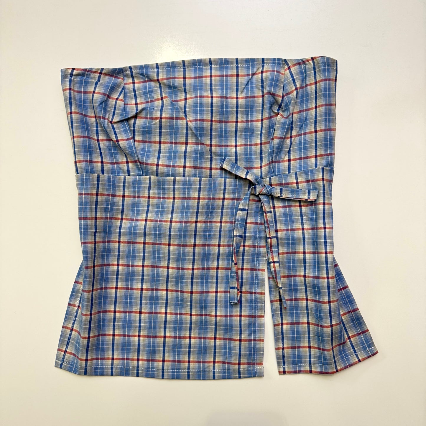 Plaid Babydoll Tie Back Top
