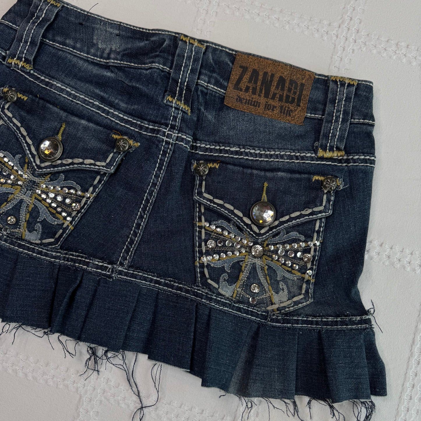 Denim Pleat Mini Skirt